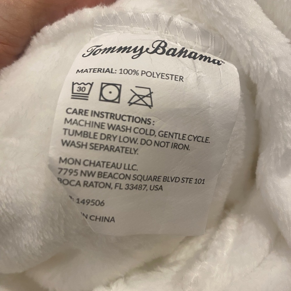 Tommy Bahama Unisex Luxury Hotel Spa Robe - White with Navy Piping - OSFM - Picture 8 of 9